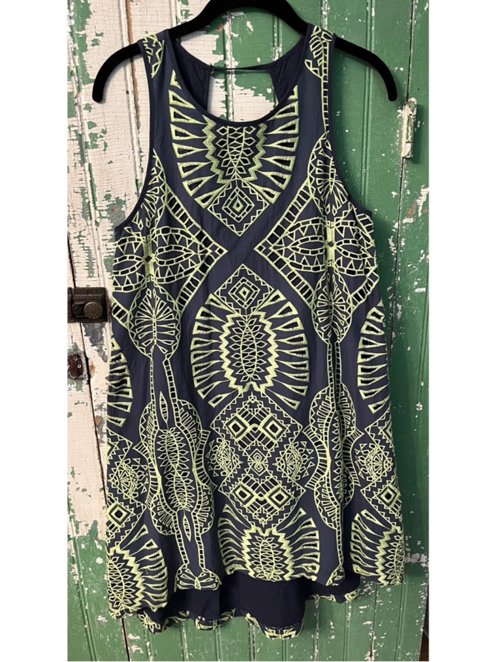 Tart Dress with Boho Lime Stitching size Small